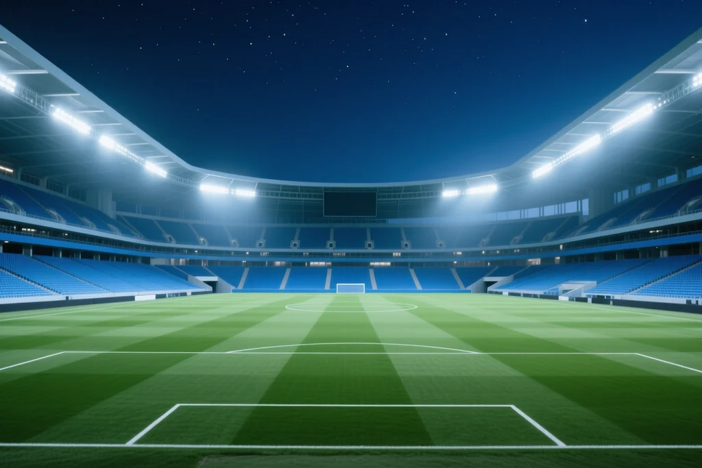 A quiet, empty bowl under the floodlights