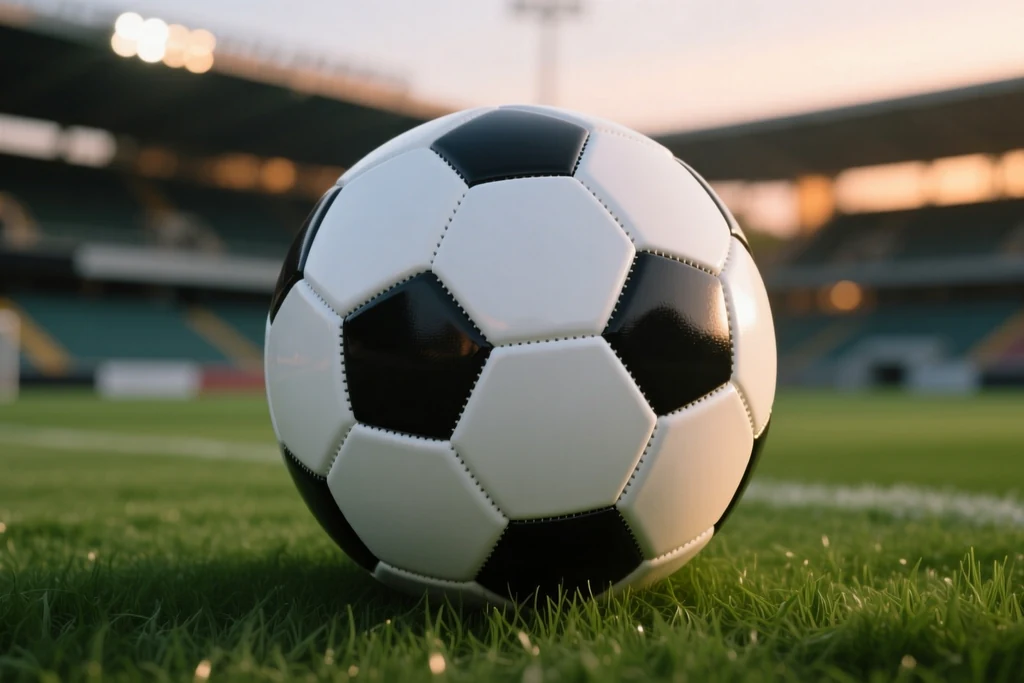 A modern geometric-panelled ball on the grass