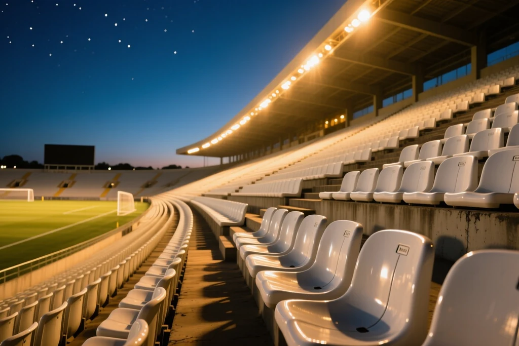 Terraces under the night floodlights